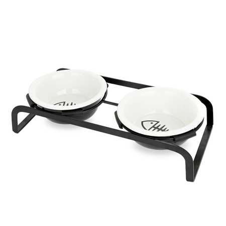 BARRY KING ZESTAW 2 MISKI                 CERAMICZNE+METALOWY STOJAK DLA KOTA 12cm