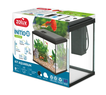 ZOLUX Akwarium INITIO 30 z filtrem kaskadowym 30 i LED 13L czarne + GRATIS 854250+352166+352189+352213+352216