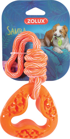 Zolux Zabawka dla psa trójkątna ze sznurem TPR SAMBA 26 cm kol.pomarańczowy