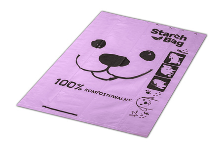 STARCHBAG Kompostowalne BIOworki na odchody 8 rolek x 15szt, kol. liliowy
