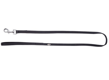 Dingo Smycz pojedyncza skórzana natłuszczana szyta 2,0x120cm czarna