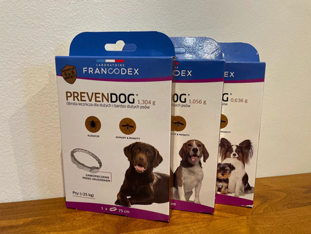 FRANCODEX PL Obroża na kleszcze PREVENDOG 35 cm dla psów do 5 kg - 2 szt