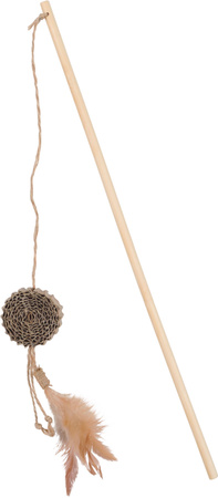 ZOLUX Zabawka dla kota wędka dysk z tektury i piórka ETHICAT 64 cm