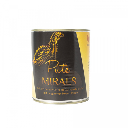 MIRALS Putenwürfel - delikatne kawałki indyka na sałatce z ogórka i roszponki z puree z fig i moreli (800g)