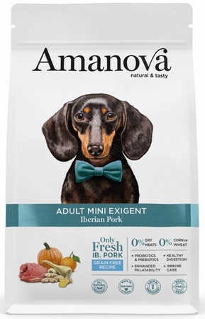 Amanova Dog Adult Mini Exigent Iberian Pork - wieprzowina 7kg
