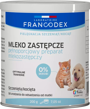 Francodex PL Mleko w proszku dla szczeniąt i kociąt zastępcze 200 g