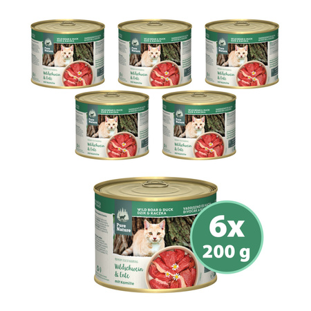 PURE NATURE CAT Wildschwein Ente - dzik z kaczką i rumiankiem dla dorosłych kotów 200g