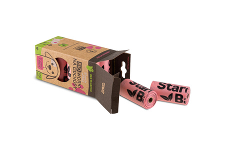 STARCHBAG Kompostowalne BIOworki na odchody 1 rolka x 15szt, kol. róż