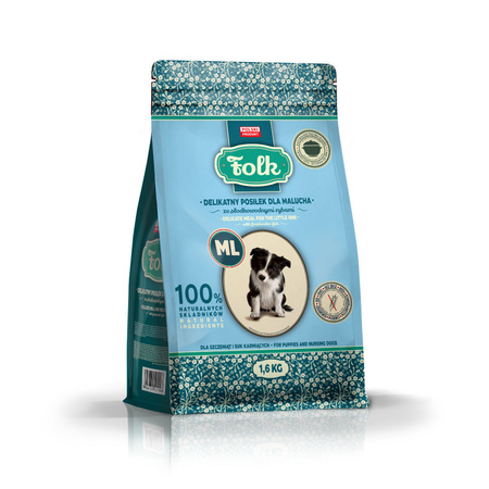 Karma sucha dla psa FOLK Junior ML Delikatny posiłek dla malucha ze słodkowodnymi rybami 1,6 kg