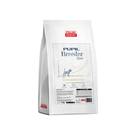 Karma sucha dla psa PUPIL Breeder Line JUNIOR bogata w kurczaka z ryżem 15 kg
