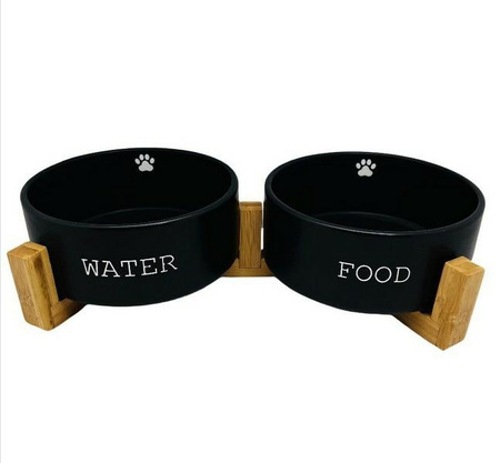 YARRO Miska Ceramiczna Na Stojaku Drewnianym 2x13x5 cm Y2783