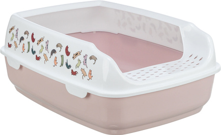 Delio, kuweta, dla kota, z ramką, liliowa/biała, 38 × 20 × 50 cm, z nadrukiem