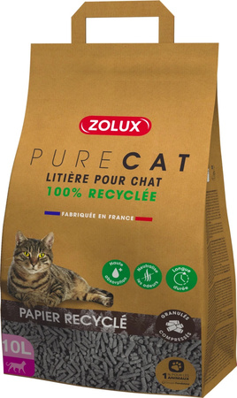 Zolux Żwirek dla kota granulat z papieru z recyklingu PURECAT 10 l