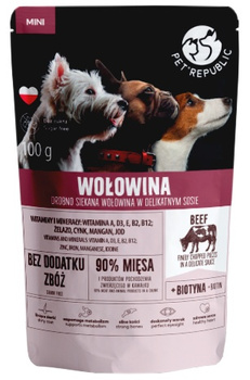 PetRepublic Pies Adult Fileciki z wołowiną saszetka 100g