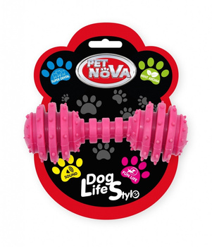 PET NOVA TPR DUMBBELL PINK/RED  12cm /10