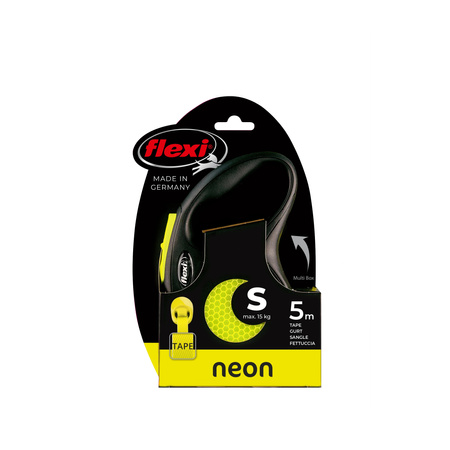 FLEXI Smycz automatyczna dla psa New Neon S taśma 5 m kol. żółty