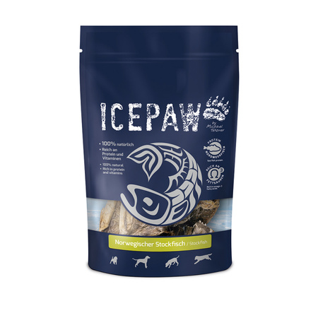 ICEPAW Norwegischer Stockfisch – gryzaki z kawałków dorsza (250g)