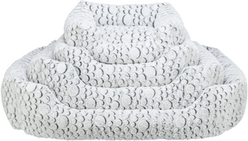Mila, legowisko, dla psa/kota, biało/szare, prostokątne, 80 x 60 cm