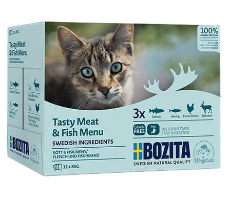 Bozita Cat Multibox z mięsem i rybą w sosie saszetki 12x85g