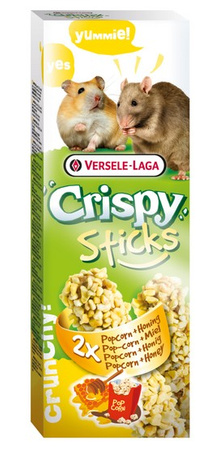 Versele-Laga Crispy Sticks Hamster & Rat Popcorn & Honey - kolby dla chomików i szczurów z popcornem i miodem 110g
