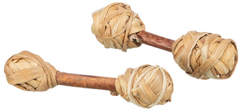 Hantle, zabawka, dla gryzoni, drewno/trawa, 9 × 2 cm, 2 szt/opak