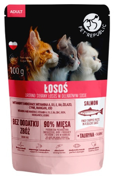 PET REPUBLIC KOT saszetka 100g ŁOSOŚ      ADULT sos /24