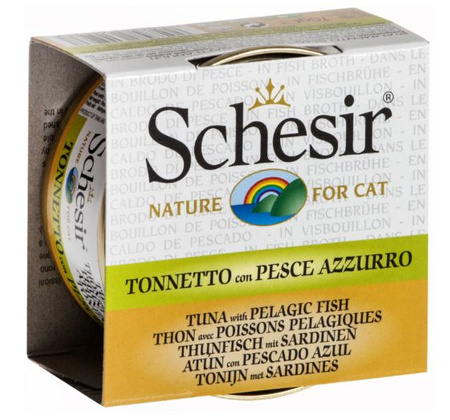 SCHESIR KOT pusz.70g TUŃCZYK SARDYNKA W   BULIONIE    /14/56