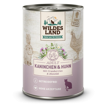 WILDES LAND CAT Classic Kaninchen Huhn - królik i kurczak z żurawiną (400g)