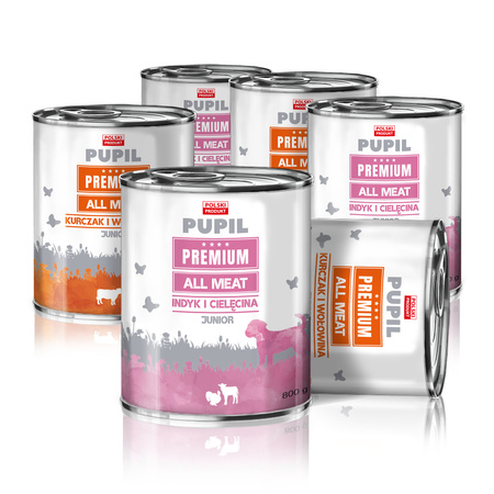 Karma mokra dla psa PUPIL Premium All Meat JUNIOR MIX smaków 6 x 800 g