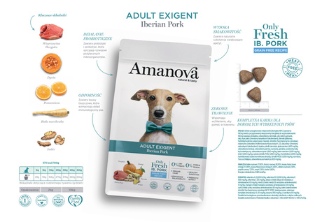 Amanova Dog Adult Exigent Iberian Pork - wieprzowina 10kg