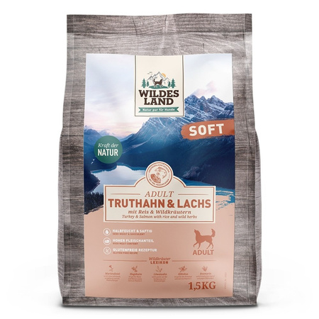 WILDES LAND DOG Soft Truthahn Lachs - indyk i łosoś - półwilgotna karma dla psa (1,5kg)