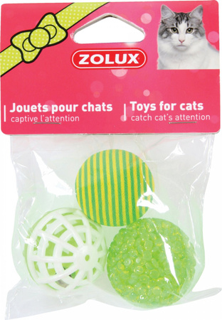 ZOLUX Zabawka dla kota zestaw 3 piłki różne 4 cm