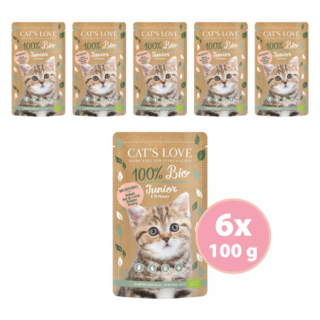 CAT'S LOVE Junior Bio Poultry - ekologiczny drób w naturalnej galaretce 100g