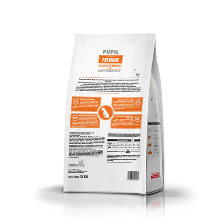 Karma sucha dla psa PUPIL Premium Light&Senior M&L bogata w indyka i ryż 12 kg