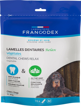 *- FRANCODEX Paski do gryzienia RELAX M usuwające kamień i brzydki zapach z pyska 352,5 g/15 pasków (309871)