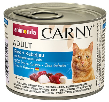 Animonda Carny Adult Wołowina, Dorsz + Korzeń pietruszki puszka 200g