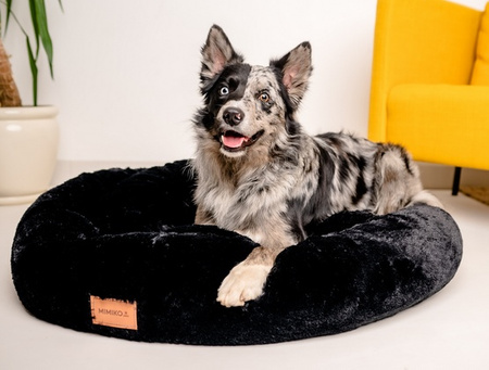 MIMIKO Pets Legowisko Shaggy okrągłe XXL 100cm czarne