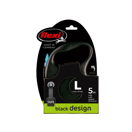 FLEXI Smycz automatyczna dla psa Black Design L taśma 5 m kol. niebieski