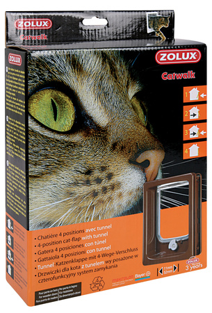 Zolux Drzwiczki dla kota z tunelem do drzwi drewnianych brązowe