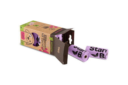 STARCHBAG Kompostowalne BIOworki na odchody 8 rolek x 15szt, kol. liliowy