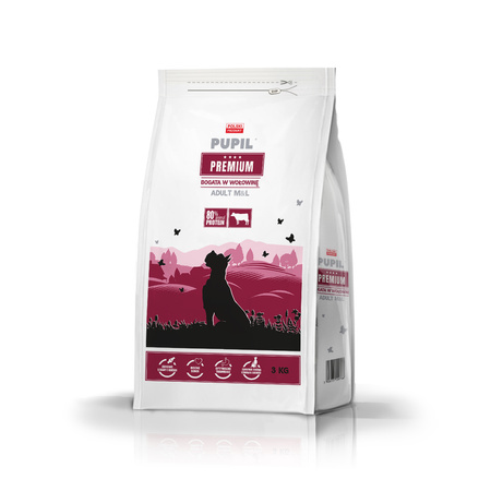 Karma sucha dla psa PUPIL Premium M&L bogata w wołowinę 3 kg