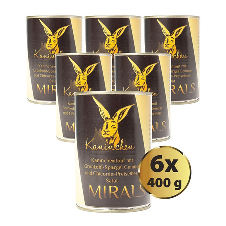 MIRALS Kaninchen - Królik z jarmużem i szparagami oraz sałatką z cykorii i borówki brusznicy 370g