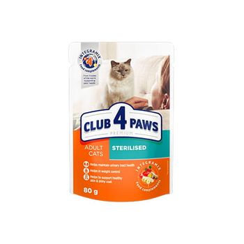 CLUB4Ł KOT sasz.80g ADULT STERILIZED      WOŁOWINA w galaretce /24