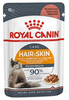 Royal Canin Hair & Skin Care w sosie karma mokra dla kotów dorosłych, zdrowa skóra, piękna sierść saszetka 85g