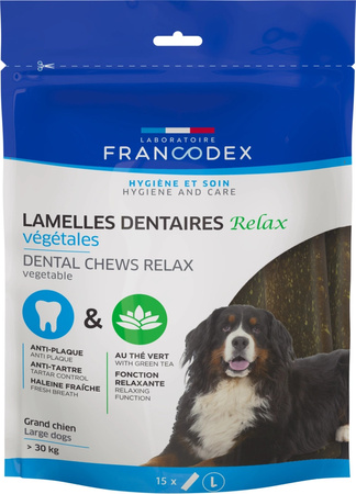 *- FRANCODEX Paski do gryzienia RELAX L usuwające kamień i brzydki zapach z pyska 502,5 g/15 pasków (309872)