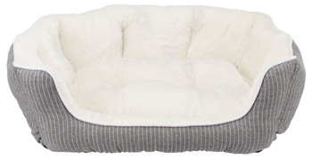 Davin, legowisko, dla psa/kota, owalne, szaro/kremowe, plusz, 60 x 45cm