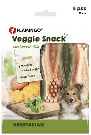 Flamingo Veggie gryzak szczoteczka 10cm/8szt