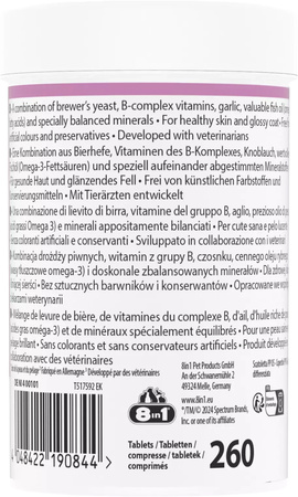 8in1 Vitality Drożdże piwne dla psów skóra i sierść 260tb