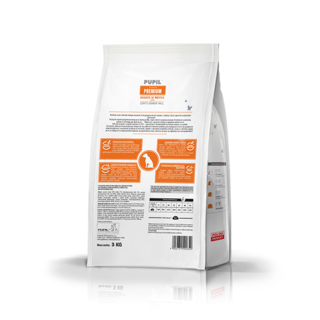 Karma sucha dla psa PUPIL Premium Light&Senior M&L bogata w indyka i ryż 3 kg