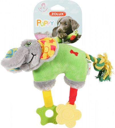 Zolux Zabawka pluszowa dla szczeniaka słoń PUPPY 27,5x8x20 cm zielona